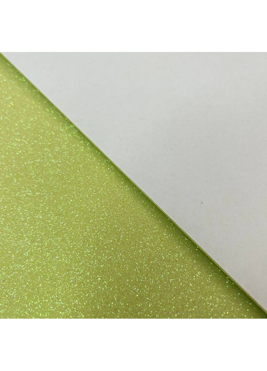 Фоамиран с глитером клеевое основание 1,6 мм, 1 лист А4 - салатовый Plus-plus (354794484)