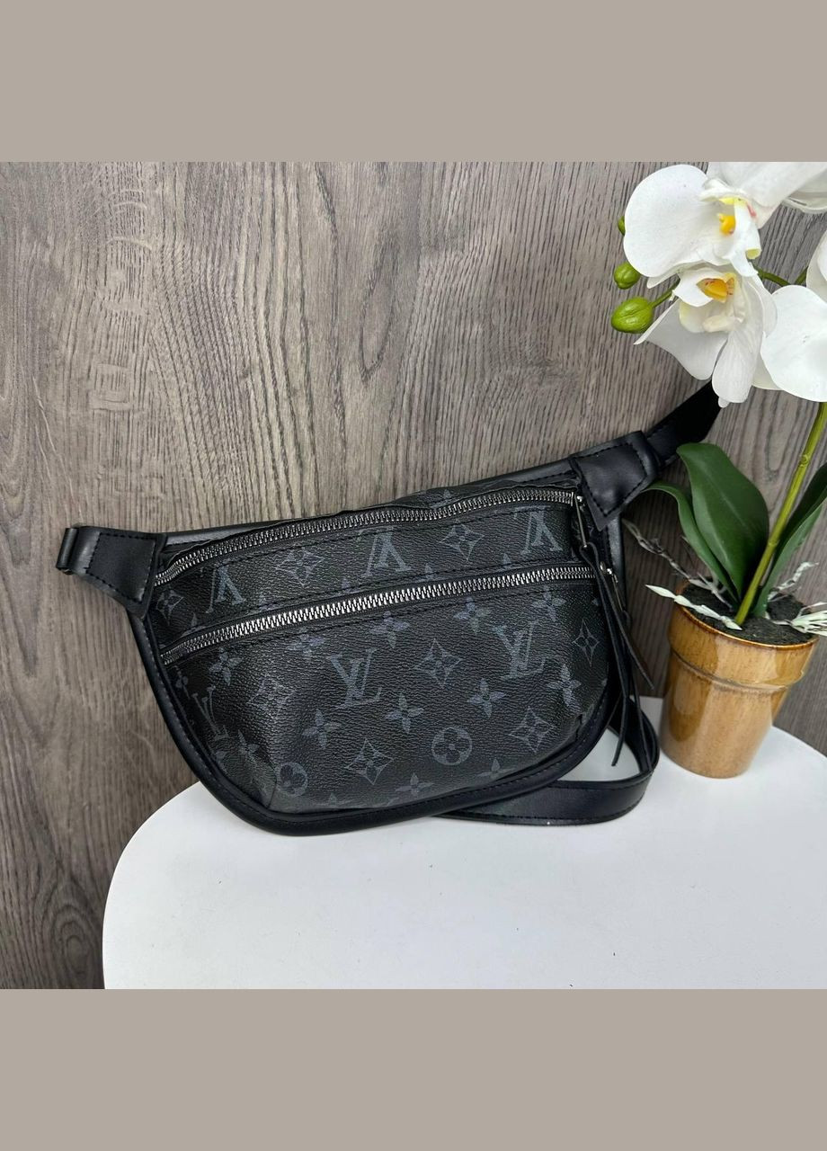 Жіноча сумочка бананка на груди стиль Луї Вітон, сумка крос-боді слінг Чорна No Brand (334730890)