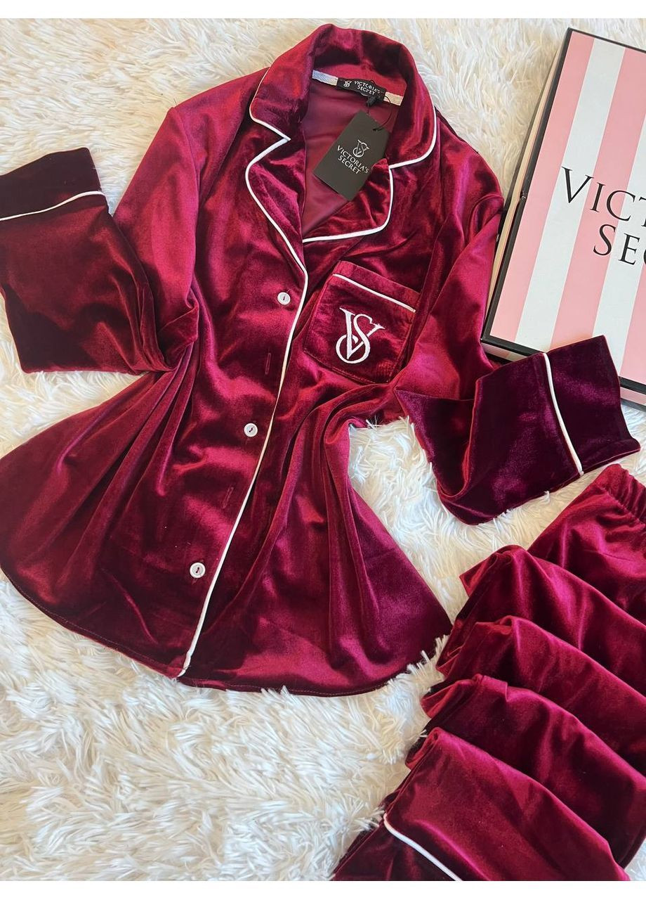 Бордова всесезон піжама viktoria’s secret,турецький бархат,сорочка та штани Україна
