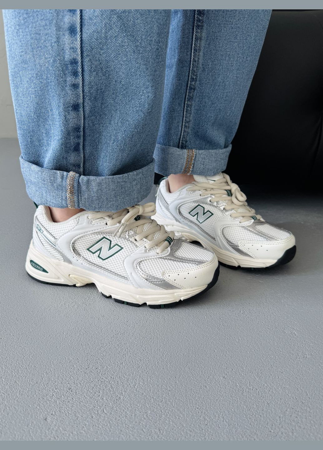 Кросівки жіночі New Balance 530 White Silver Green | Нью Беланс 530 білі No Brand білі демісезони (342059628)