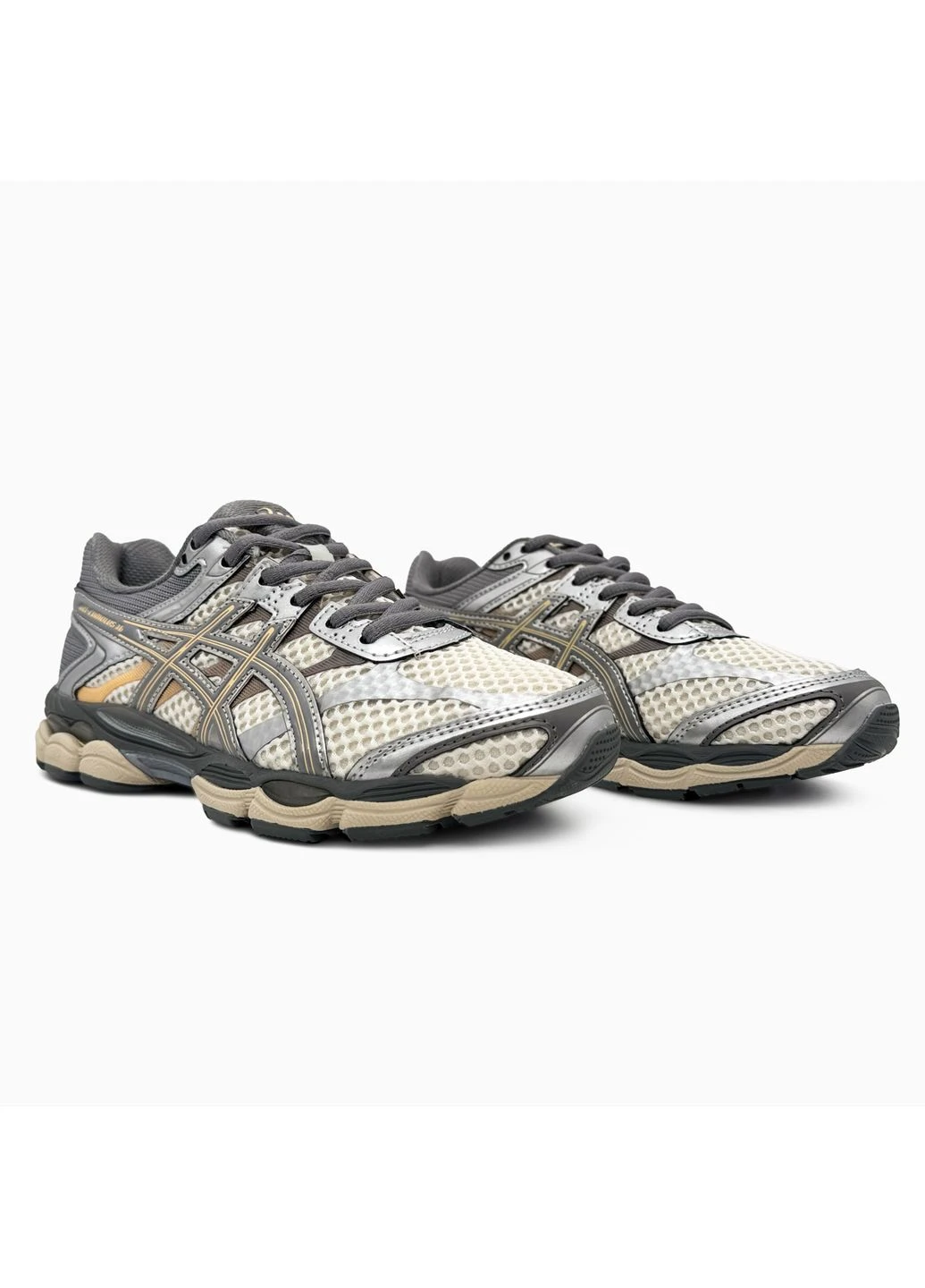 Серые летние кроссовки asics gel-cumulus 16 cream/clay grey асикс гель No Brand