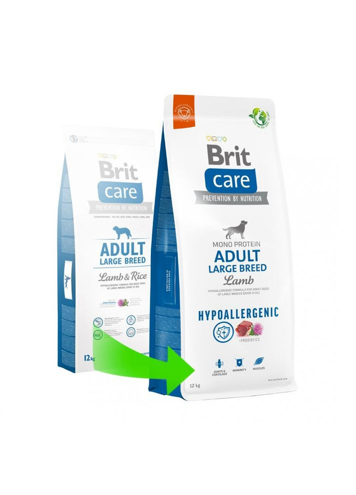 Сухой корм Dog Hypoallergenic Adult Large Breed для собак больших пород, гипоаллергенный с ягненком, 3 кг Brit Care (362701864)