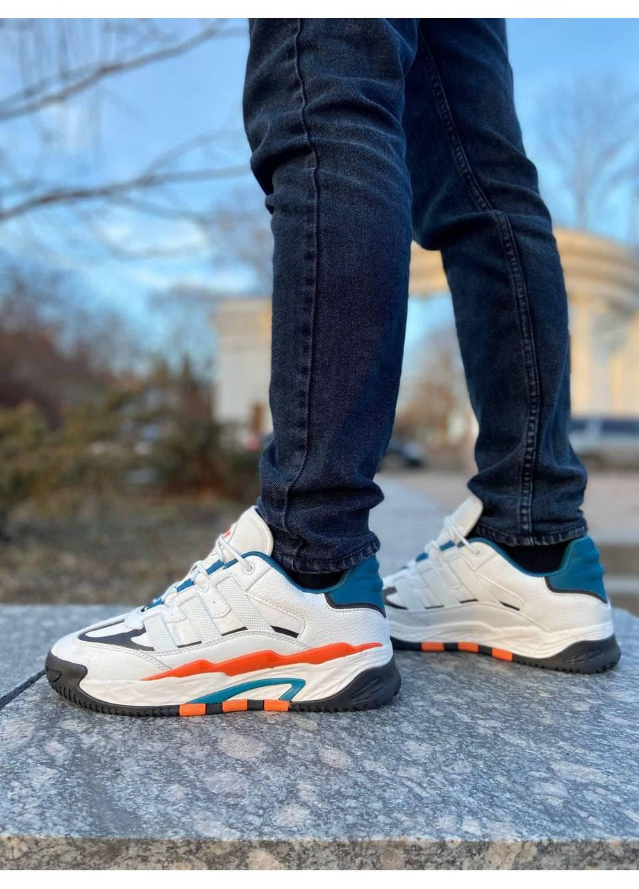 Белые демисезонные кроссовки мужские adidas niteball white orange адидас найтбол No Brand