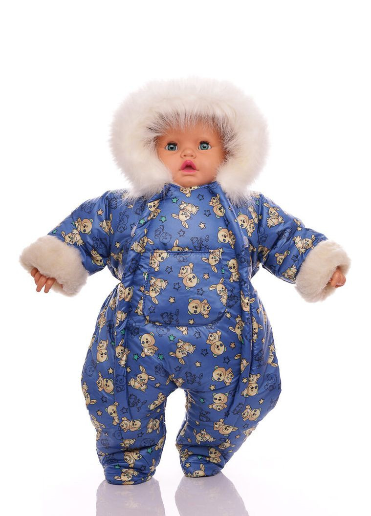 Мужик на меху с принтом Зайчиков синий 74 см (50754) BABYKROHA (315340857)