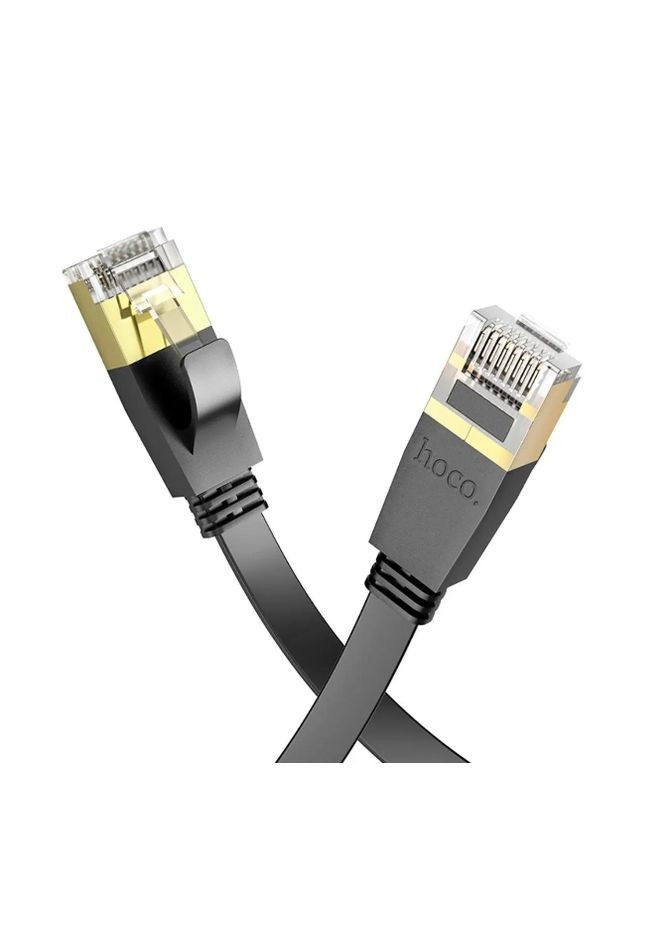 Патчкорд US07 General pure copper flat network cable (L-10M) Black Hoco (297455530)
