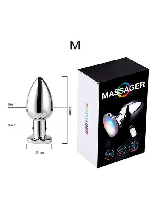 Стальная cветящаяся анальная пробка Equinox USB с Д/У - 8,2*3,4 см – Анальные игрушки Magic Motion (354826451)