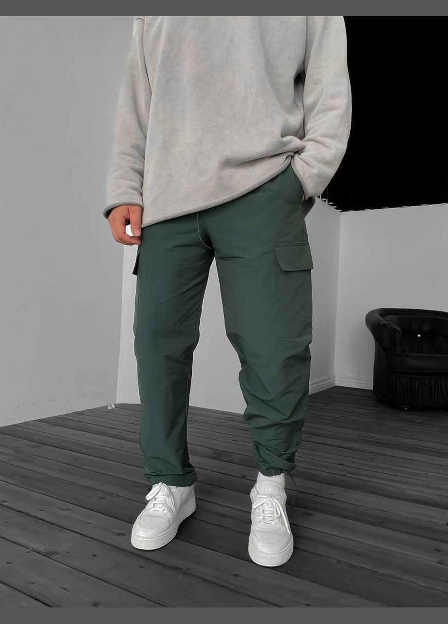 Зеленые демисезонные брюки No Brand