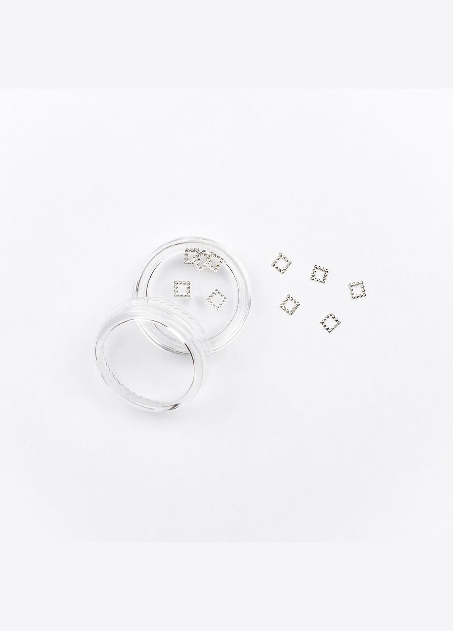 Металеві фігурки для дизайну нігтів, срібло маленький квадрат, 10 шт. No Brand (296665410)