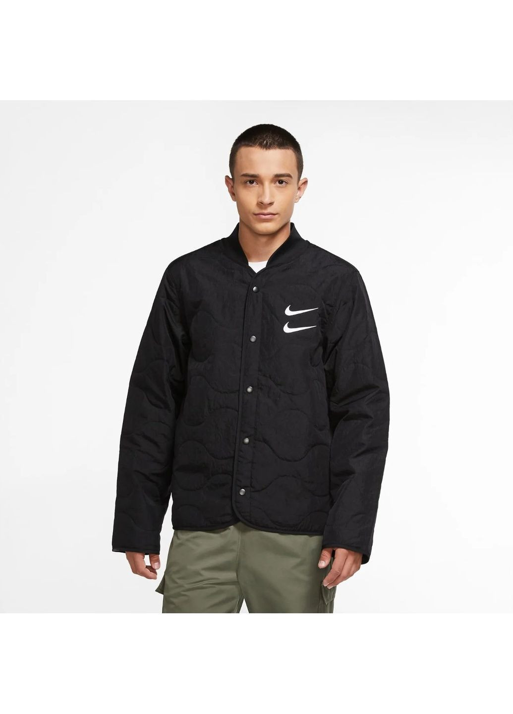 Черная куртка мужская m nsw swoosh jkt+ quilted black cu3922-010 Nike