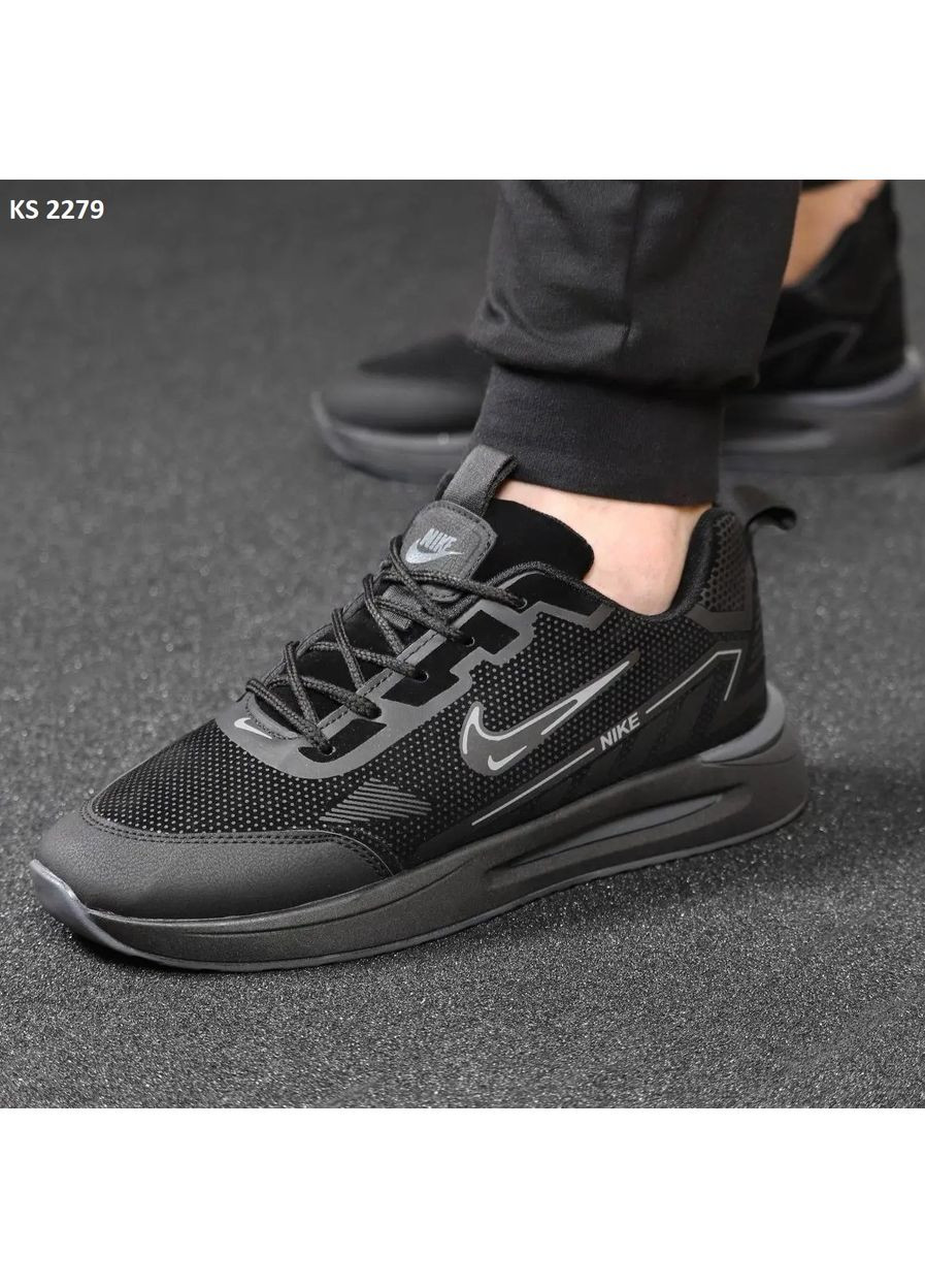 Черные демисезонные кроссовки мужские nike air black найк аир форс 1 премиум No Brand