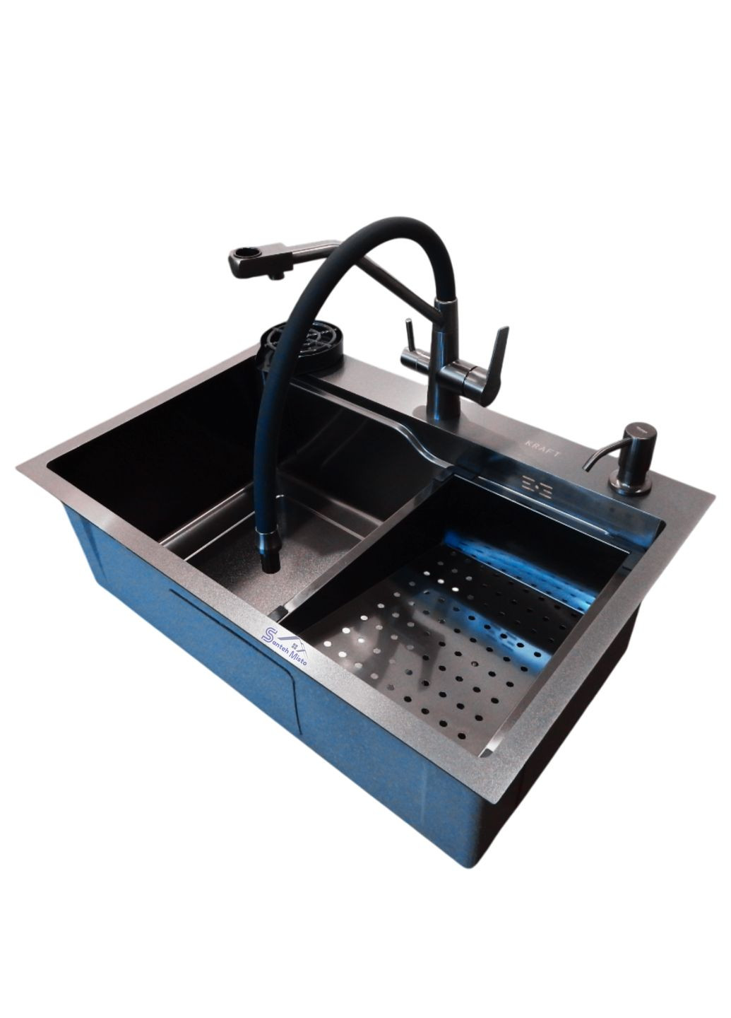 Кухонна мийка 4-в-1 (комплект) HM 7546 NANO BLACK Kraft (365654460)