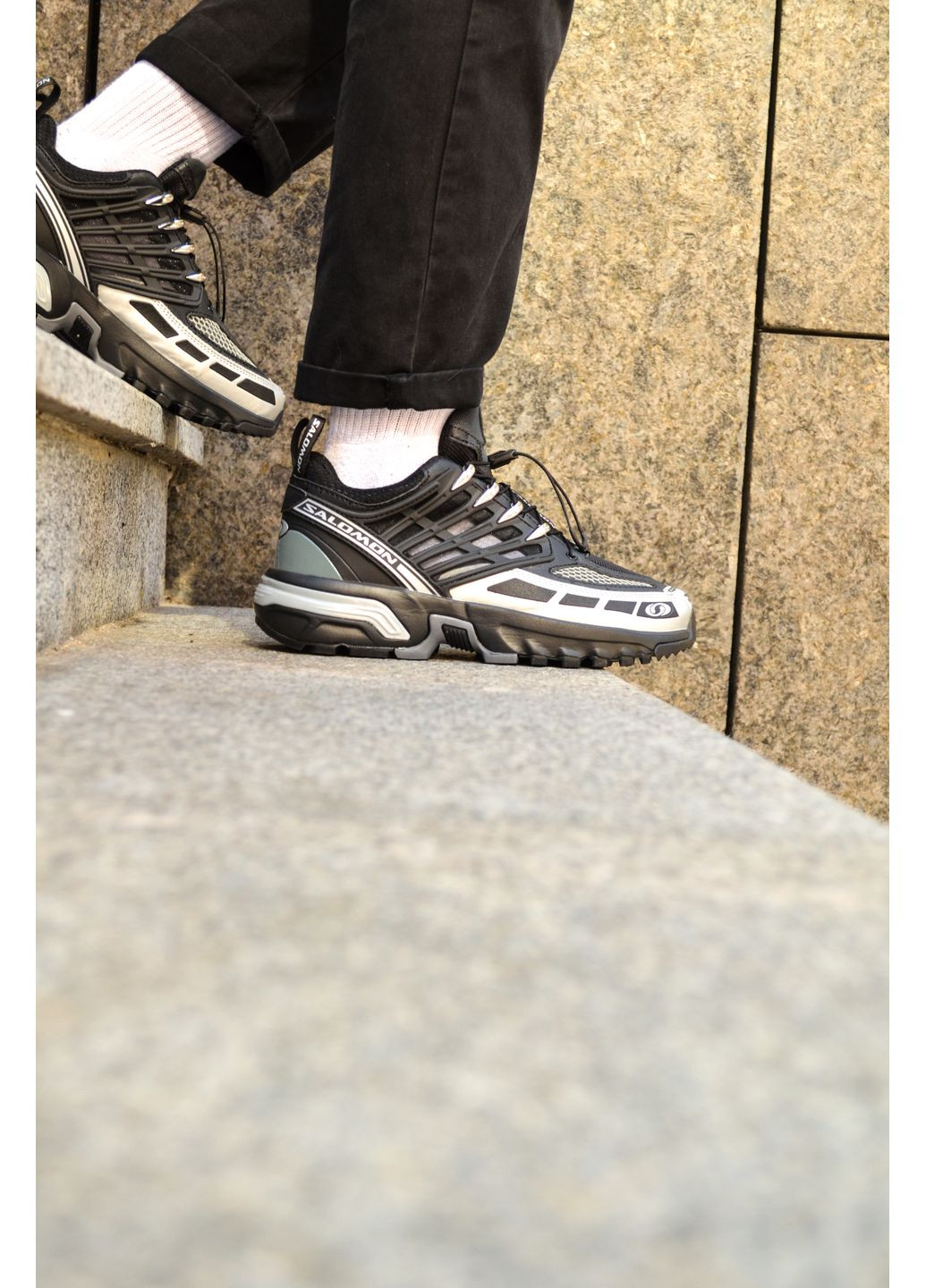 Черные демисезонные кроссовки мужские salomon black silver саломон No Brand