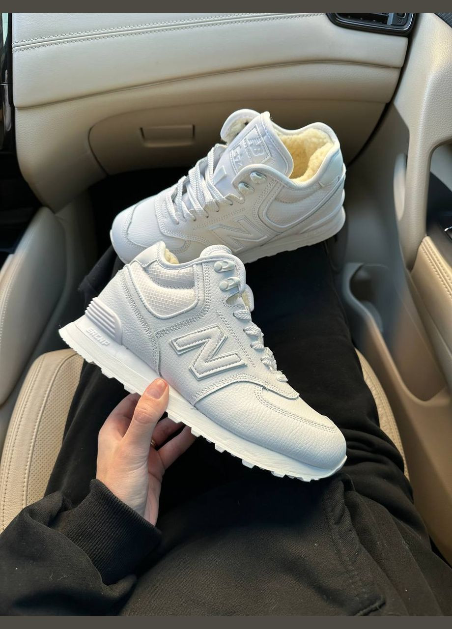 Кросівки зимові жіночі New Balance 574 winter white fur | Нью Беланс 574 білі з хутром No Brand білі зими (308360665)
