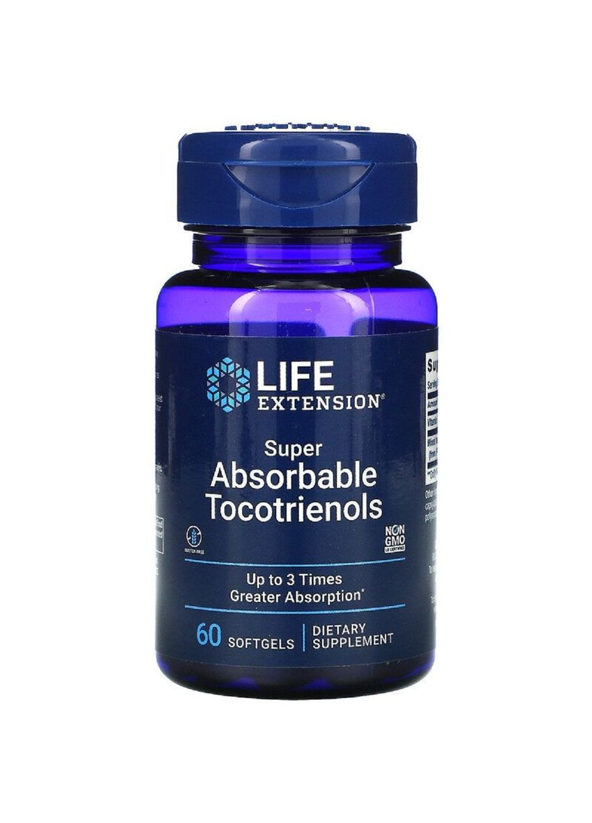 Вітамін Е Супер абсорбуючі Токотрієноли, Super Absorbable Tocotrienols,, 60 капсул Life Extension (326055366)