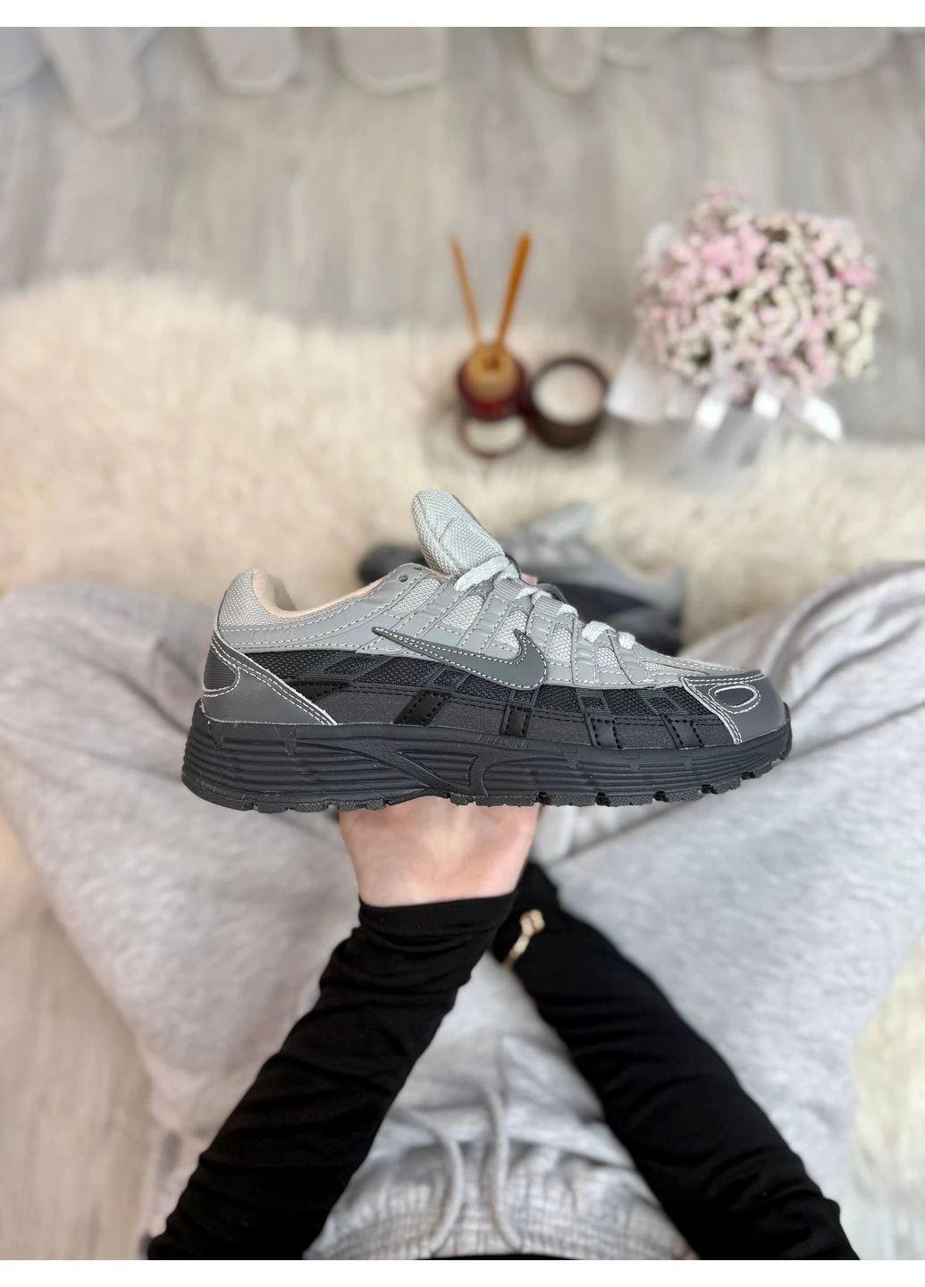 Белые летние кроссовки nike p-6000 grey white найк п-6000 No Brand