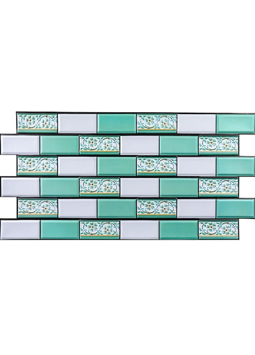 Декоративна ПВХ панель цегла зелений орнамент 960х480х4мм SW-00001429 Sticker Wall (327874457)