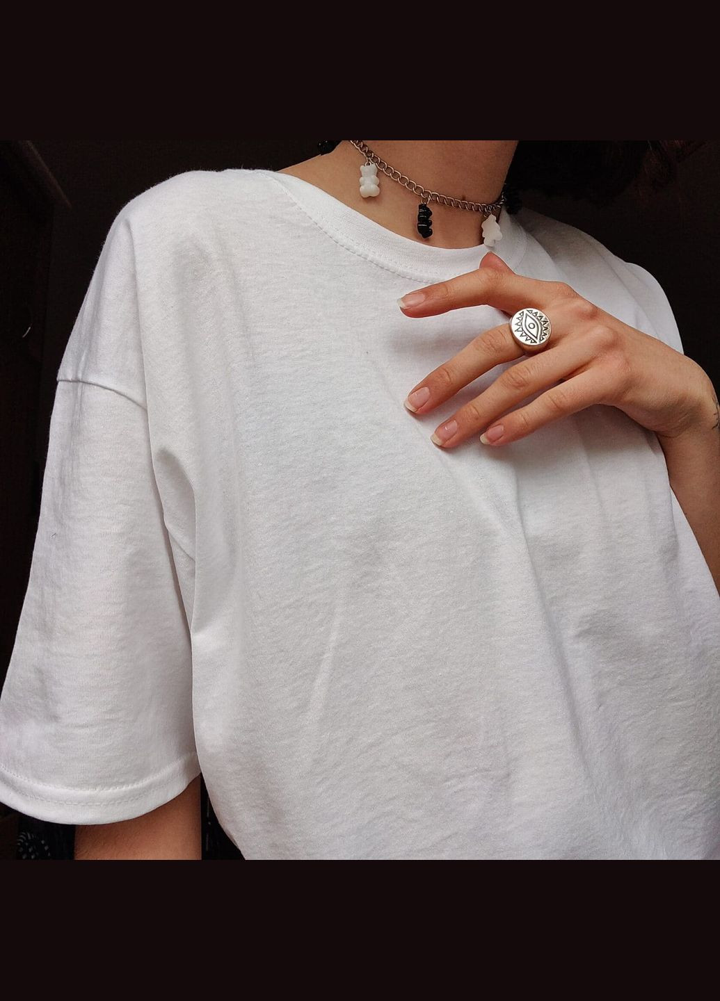 Футболка 100% хлопок белая оверсайз базовая унисекс из хлопка широкая майка с рукавами женская мужская коттон No Brand - (303137309)