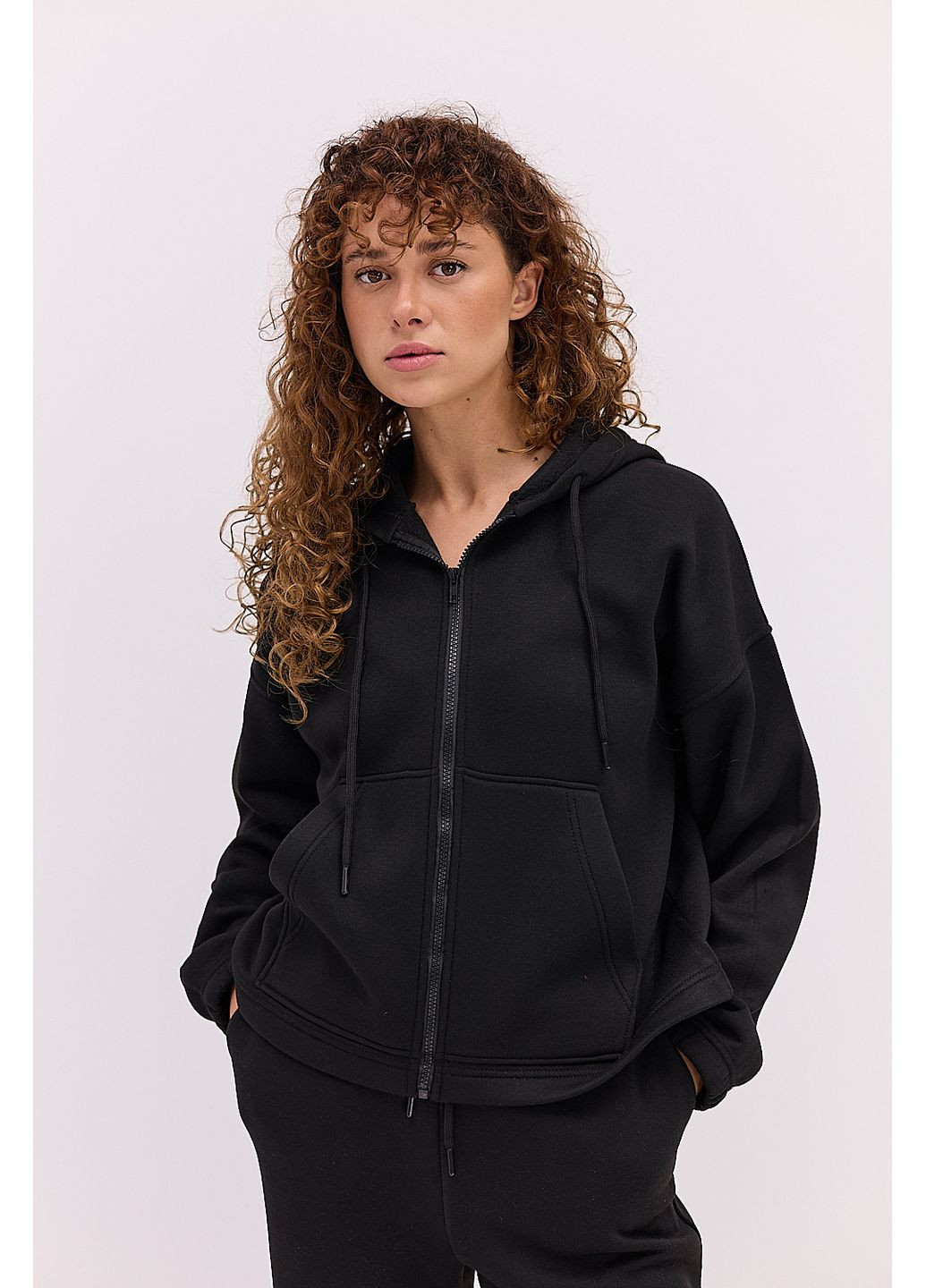 Женский спортивный костюм утепленный с зип-худи серый меланж Arjen (361056771)