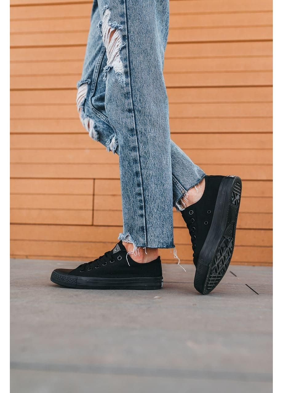 КЕДЫ ЖЕНСКИЕ CONVERSE LOW BLACK 1 КОНВЕРС No Brand чёрные демисезоны (367166889)
