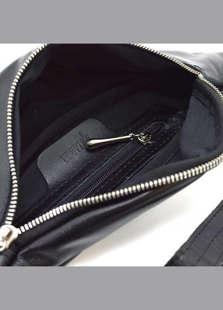 Сумка на пояс через плече чоловіча з натуральної шкіри середня Чорний 35121 TARWA (333300014)