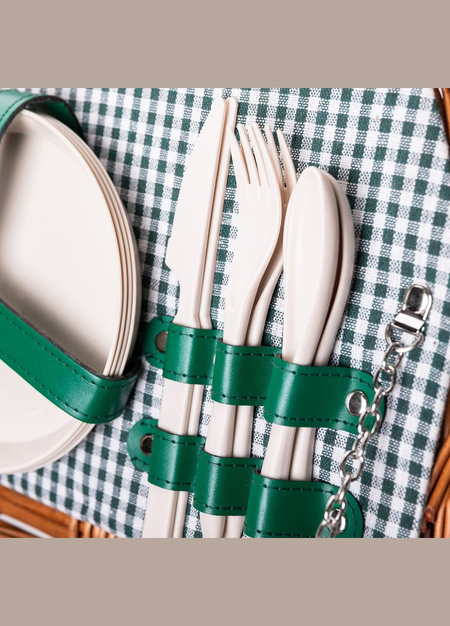 Корзина плетеная для пикника с посудой на 4 персоны 41х31х22 см набор посуды туристический для кемпинга LUGI (331162740)