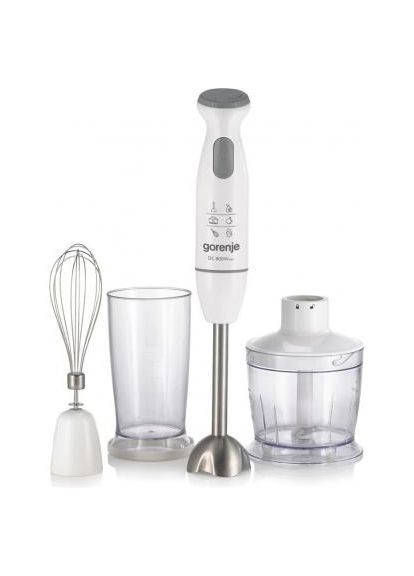 Блендер 800ВТ + міні-подрібнювач 500 мл, мірний стакан 500 мл, віночок. Gorenje HBC804QW (369401134)
