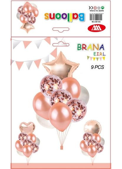 Набір кульок, рожеве золото 9 шт. No Brand (369775634)