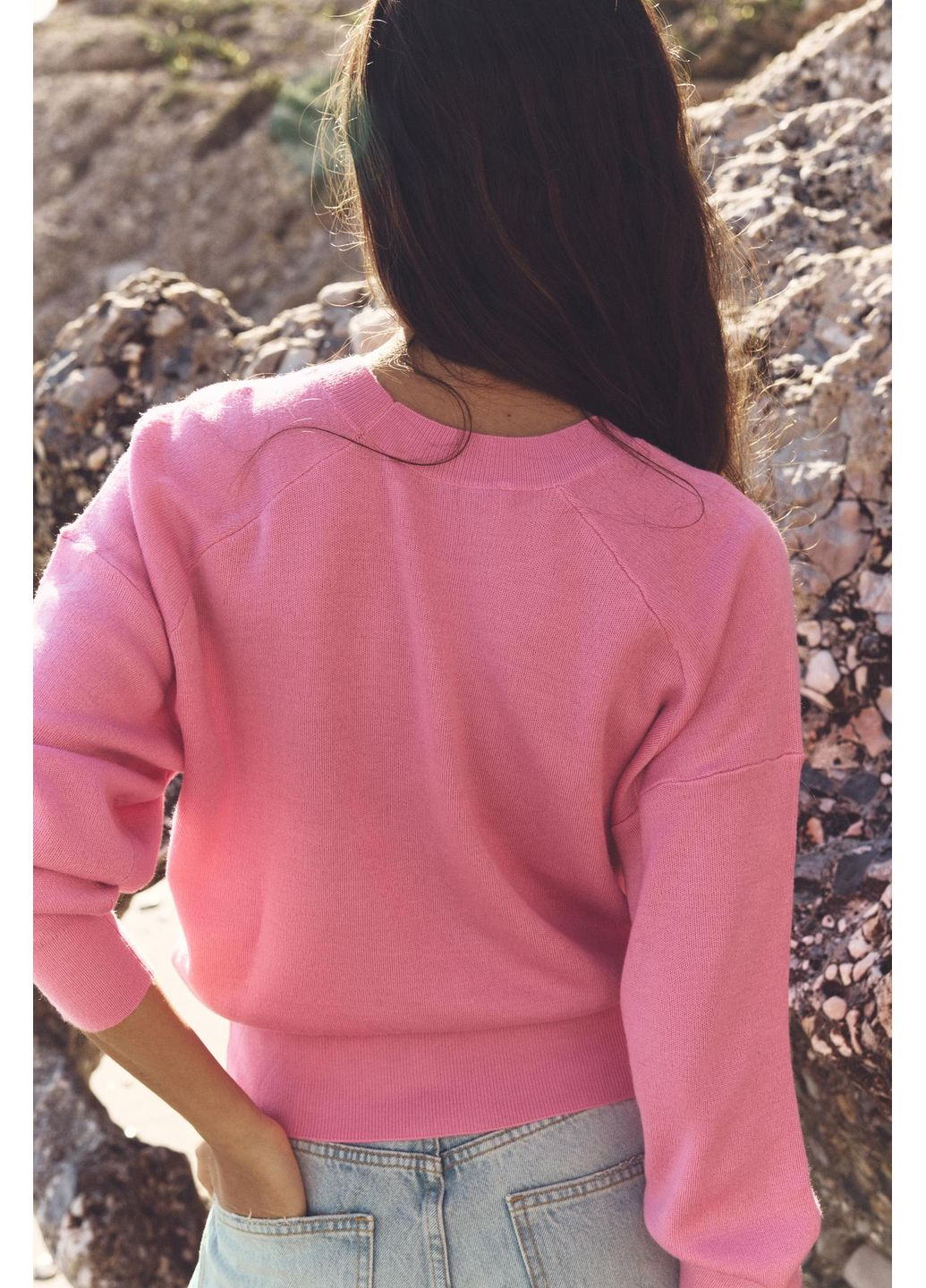 Рожевий однотонний светр із змішаної вовни та альпака Zara