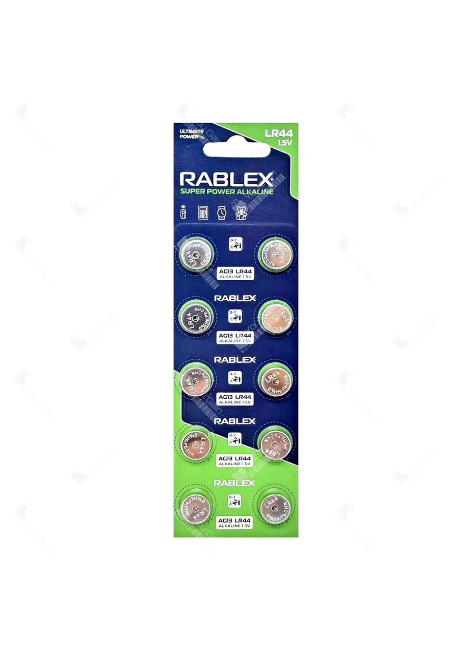 Батарея AG13 Alkaline (357, SR44W, SR44W, LR44, LR44, A76, GP 76A). 1 батарейка Rablex (361066788)