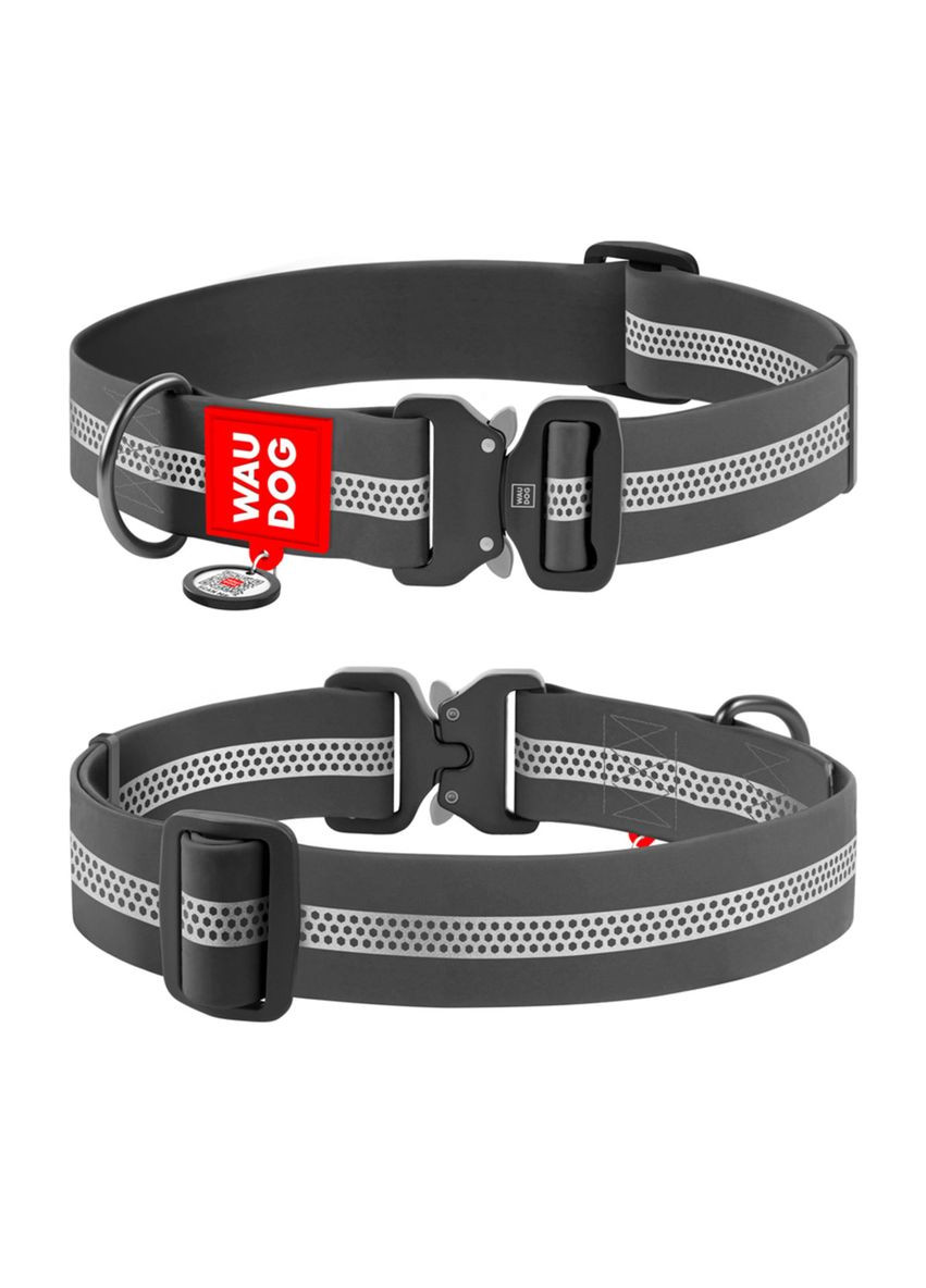 Нашийник для собак водостійкий Waterproof з QR-паспортом Світловідбивний Металева пряжка-фастекс WAUDOG (279562704)