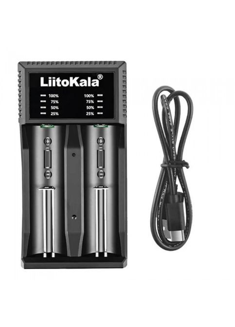 Зарядное устройство для Li-Ion, Ni-Mh/Ni-Cd АКБ. Универсальное, USB-C, LED, 2 канала, ток 2А LiitoKala (323485997)