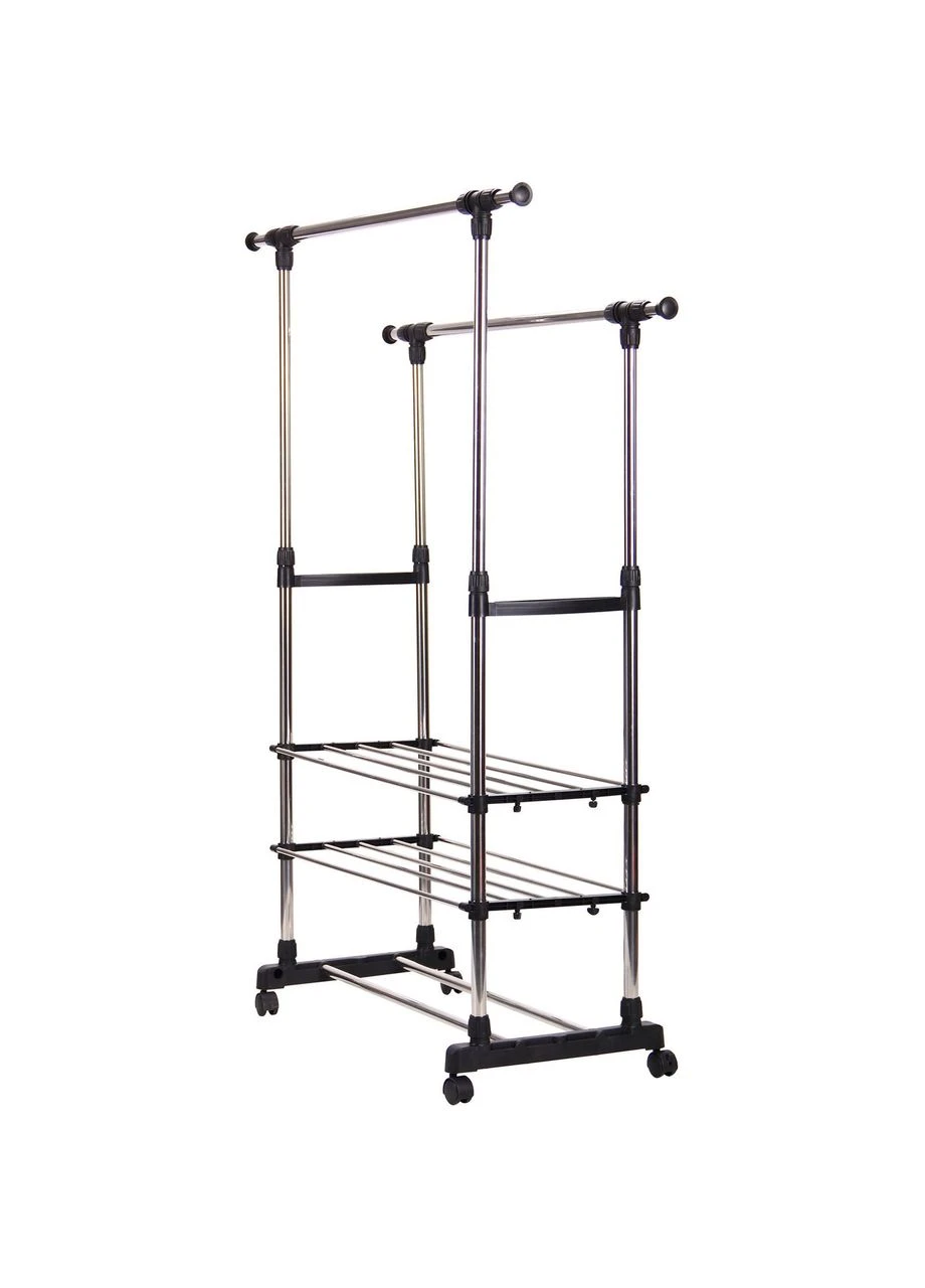Вішалка стійка для одягу Colgador Double-Pole з полицями 90x42x165 см Black (3_07938) No Brand (395881723)