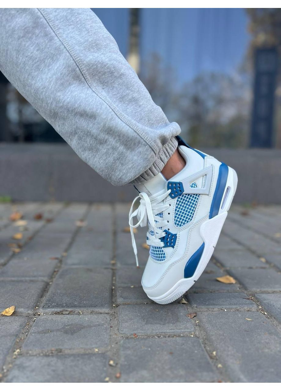 Белые демисезонные кроссовки мужские nike jordan 4 retro golf military blue найк аир джордан No Brand