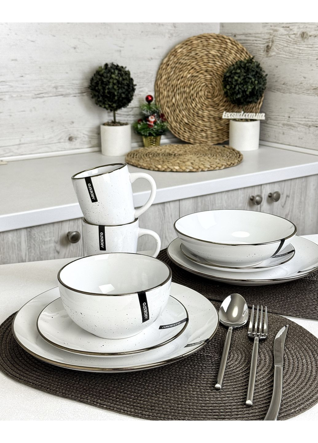 Столовий сервіз 24 пр. Gasto Golden rim white IN0024GAS Intrendo (335079173)