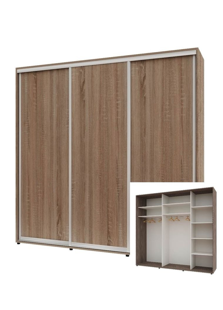 Шафа-купе тридверна 230*60*240 см Трюфель 3 двері ДСП Стандарт Комфорт Меблі (360477644)