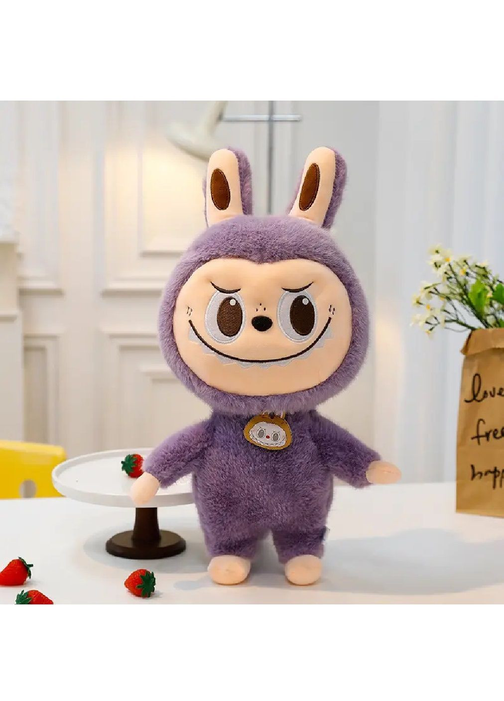 Большая плюшевая игрушка обнимашка подушка Лабубу для детей девочек мальчиков от 3 лет 35 см (481966-Prob) Фиолетовая Unbranded (369123300)