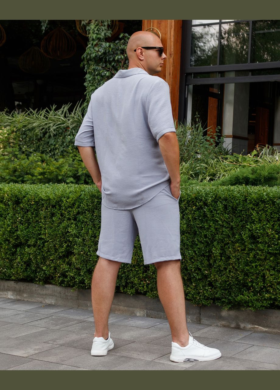 Серый мужской костюм из креп жатки серый Maybel