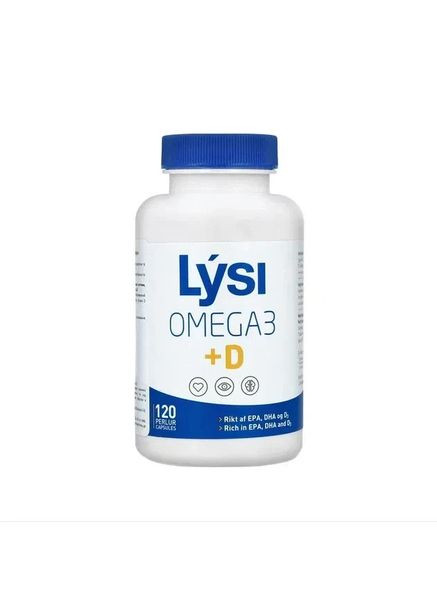 Комплекс омега 3 (500 мг) + D3 (800 ME), 120 капсул (60 порций) LYSI (361349305)