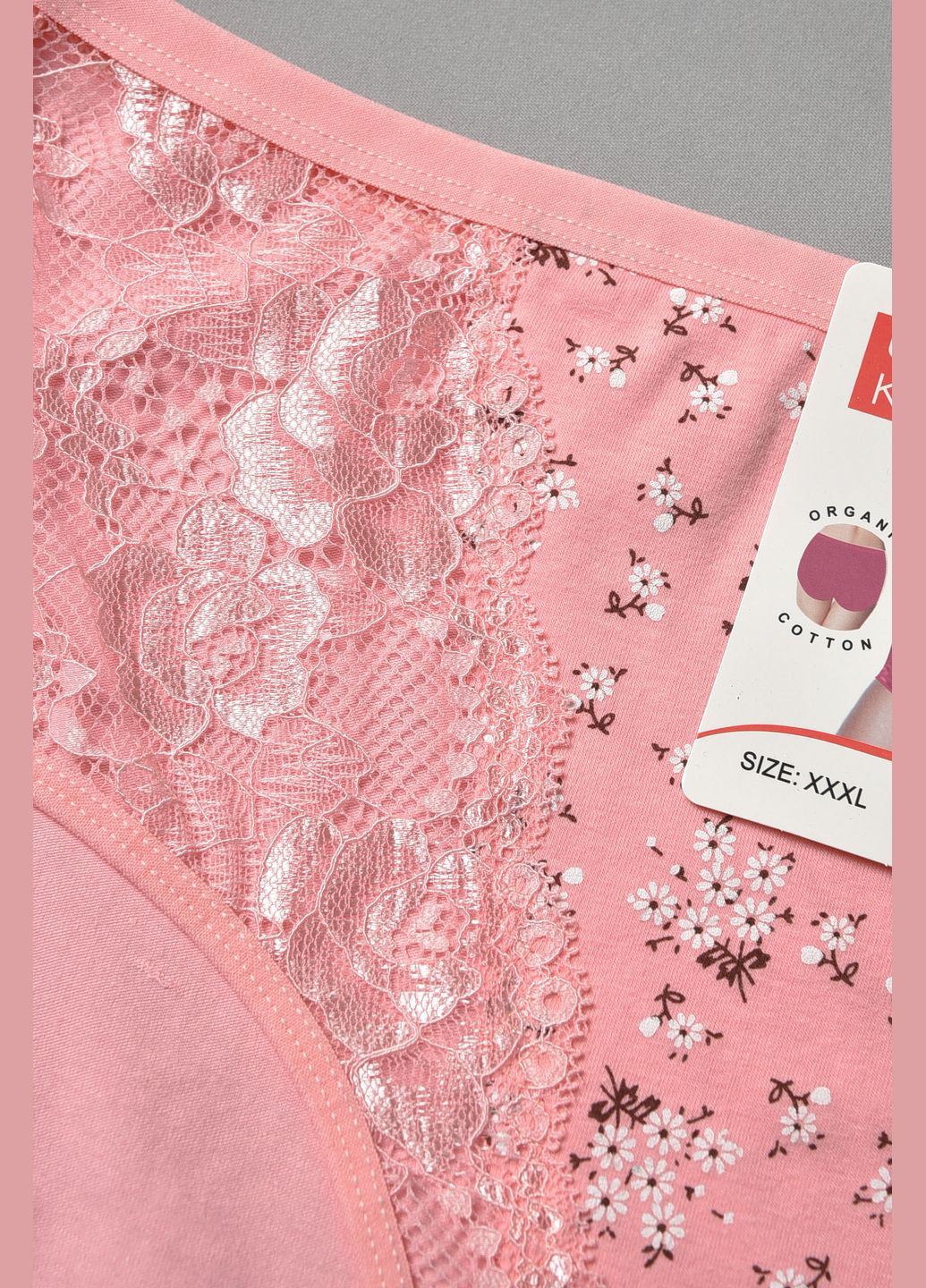 Труси жіночі батальні з гіпюровою вставкою світло-рожевого кольору Let's Shop (278050237)