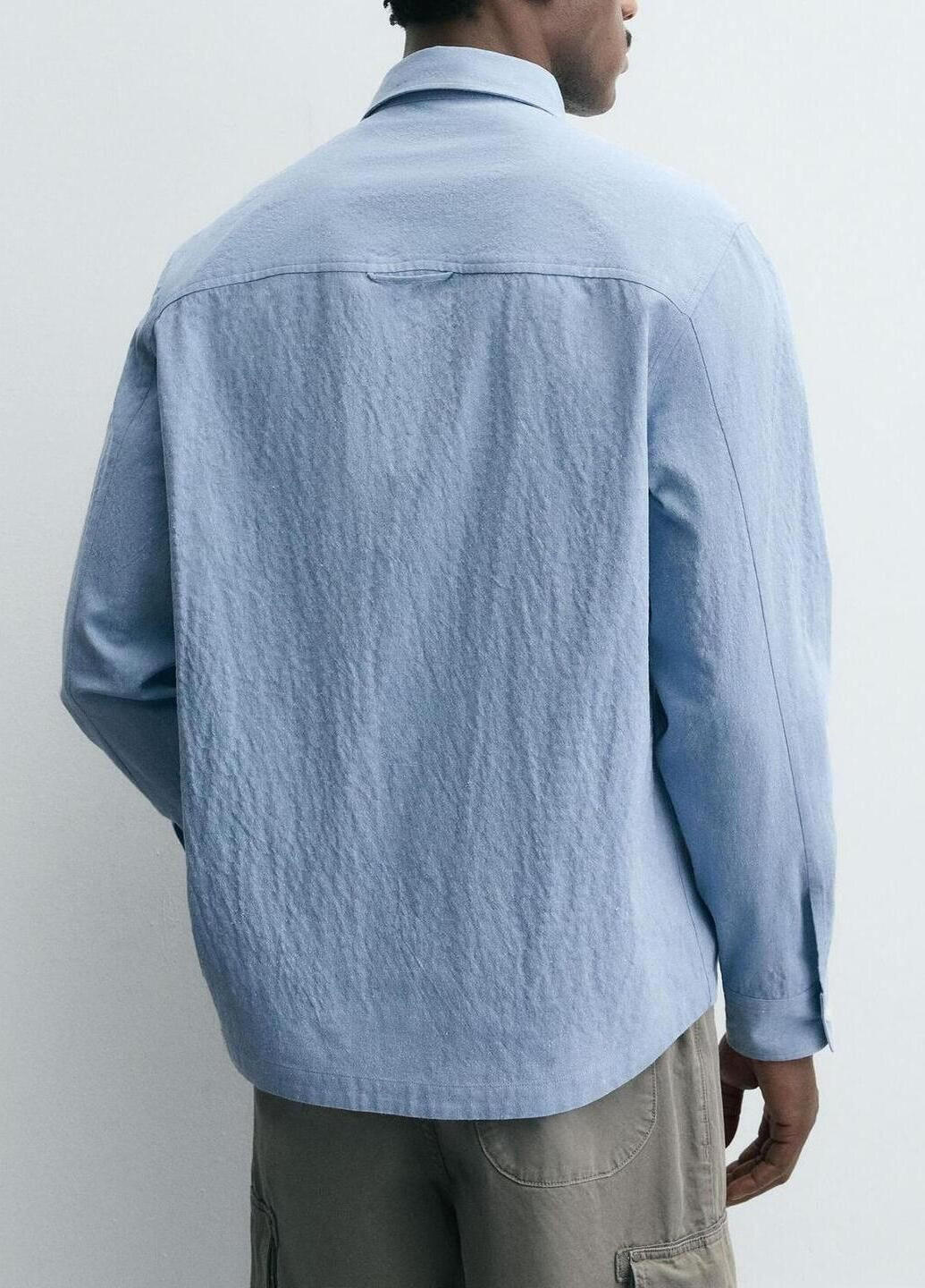 Голубой рубашка однотонная Zara