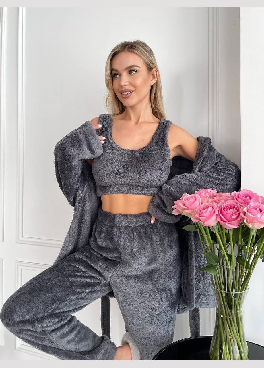 Графітова всесезон піжама трійка No Brand