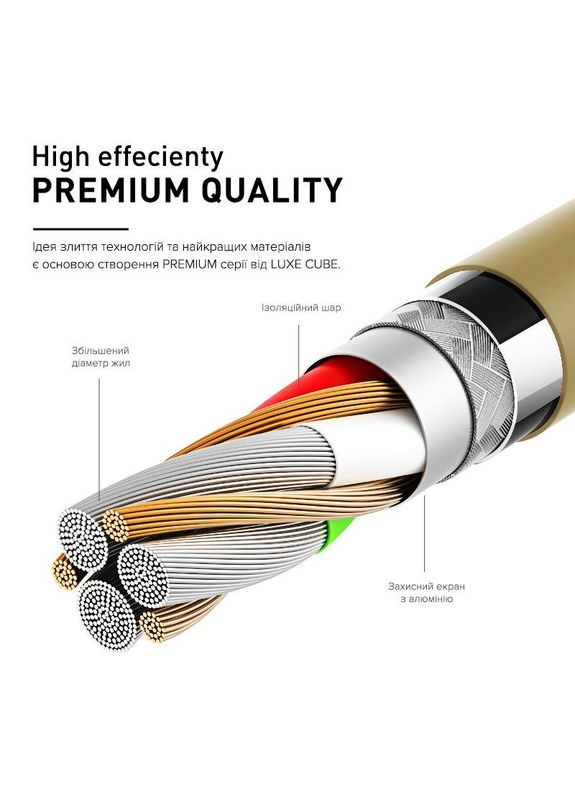 Кабель Premium USB - Lightning (M/M), 1 м, серый (9780201379648) Luxe Cube (336959998)