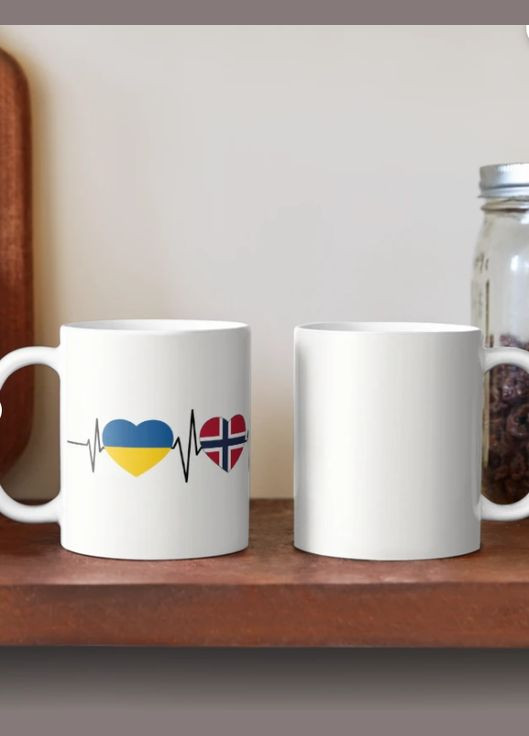 Чашка Керамическая Кружка с принтом Norway Ukraine Норвегия Украина Белая 330 мл Orca (317320362)