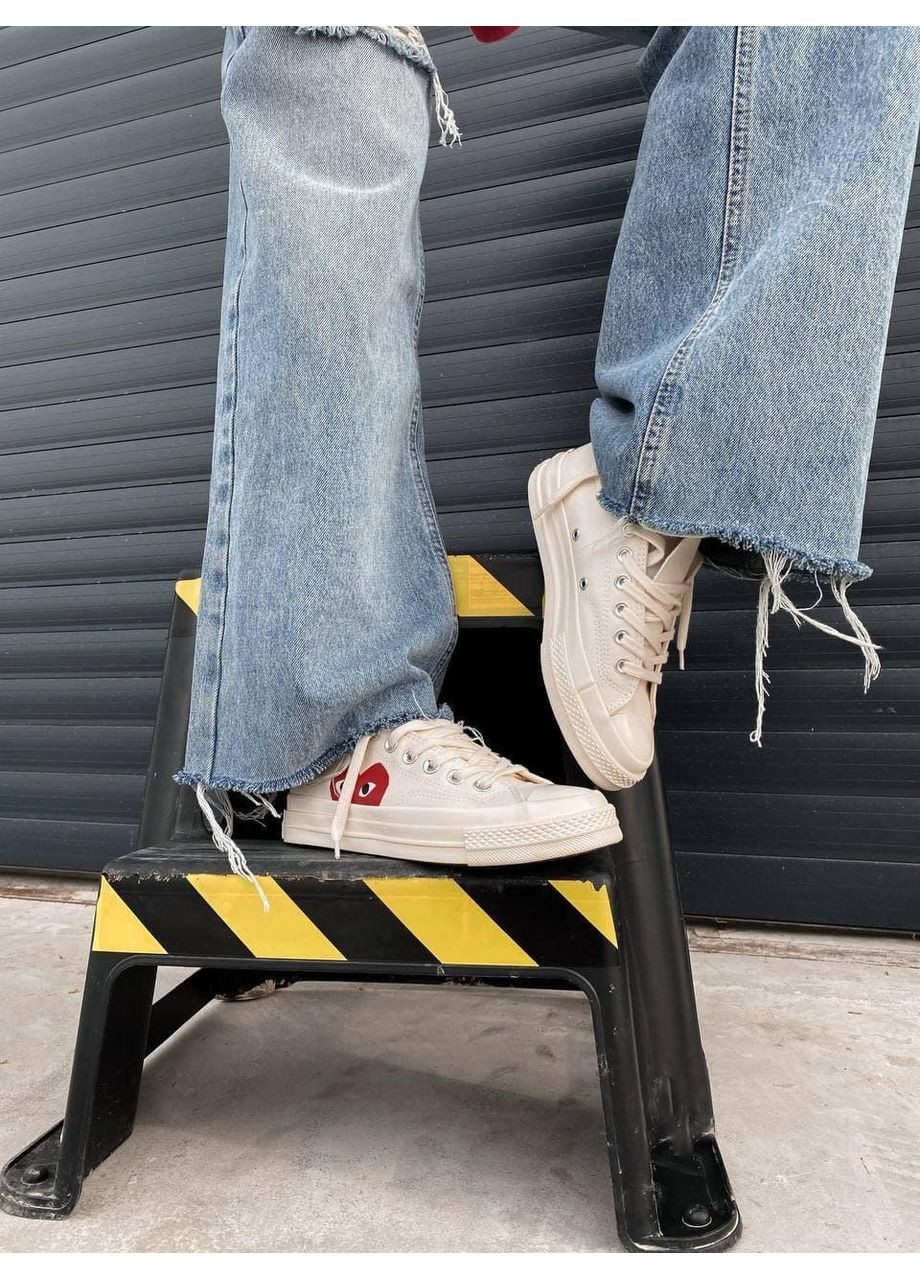 Бежеві Осінні кеди чоловічі converse cdg low beige конверс No Brand