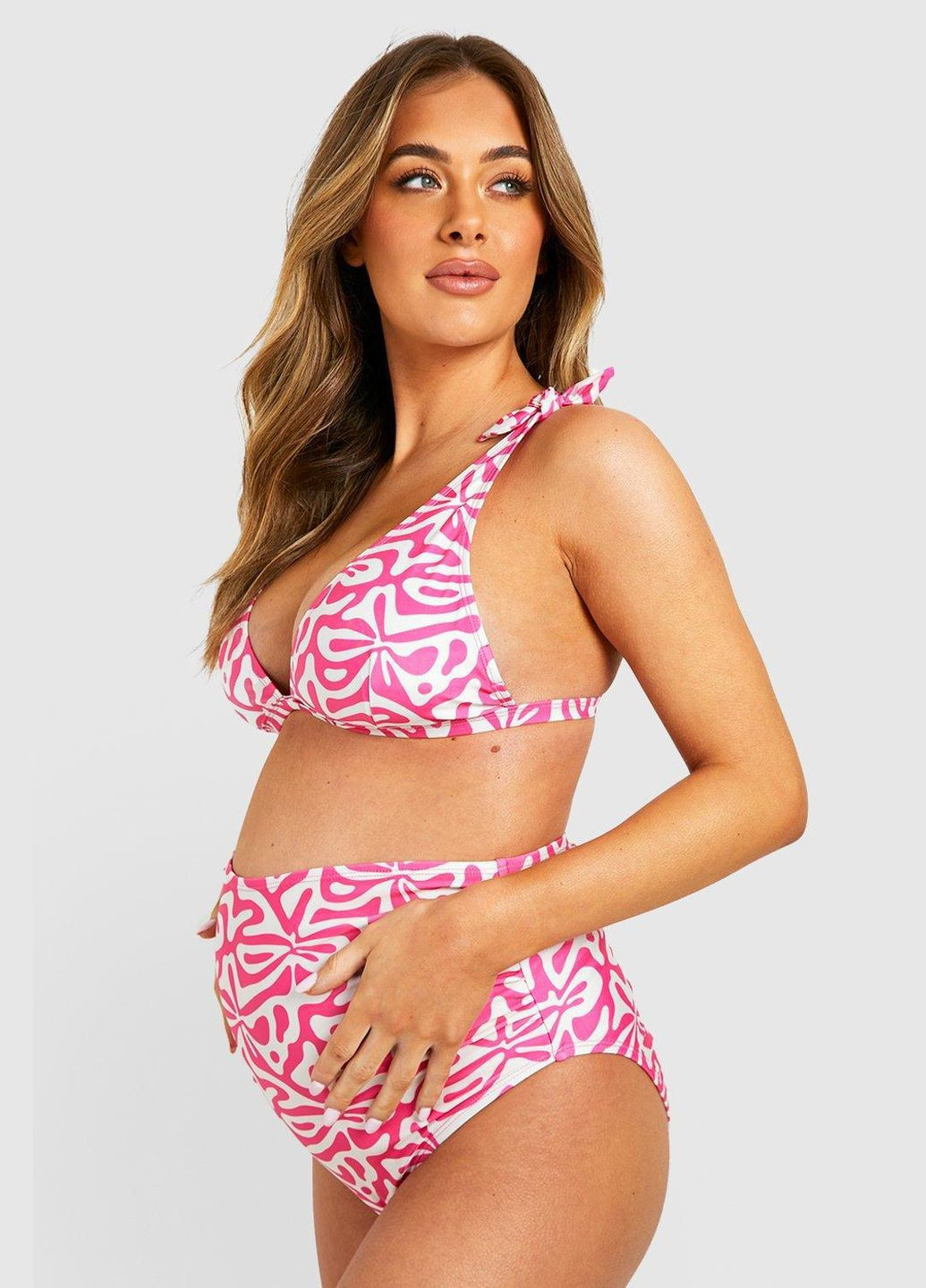 Розовый летний купальник для беременных Boohoo