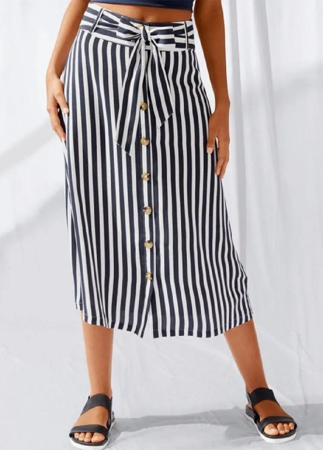 Синяя повседневная, кэжуал в полоску юбка свободного кроя Esmara