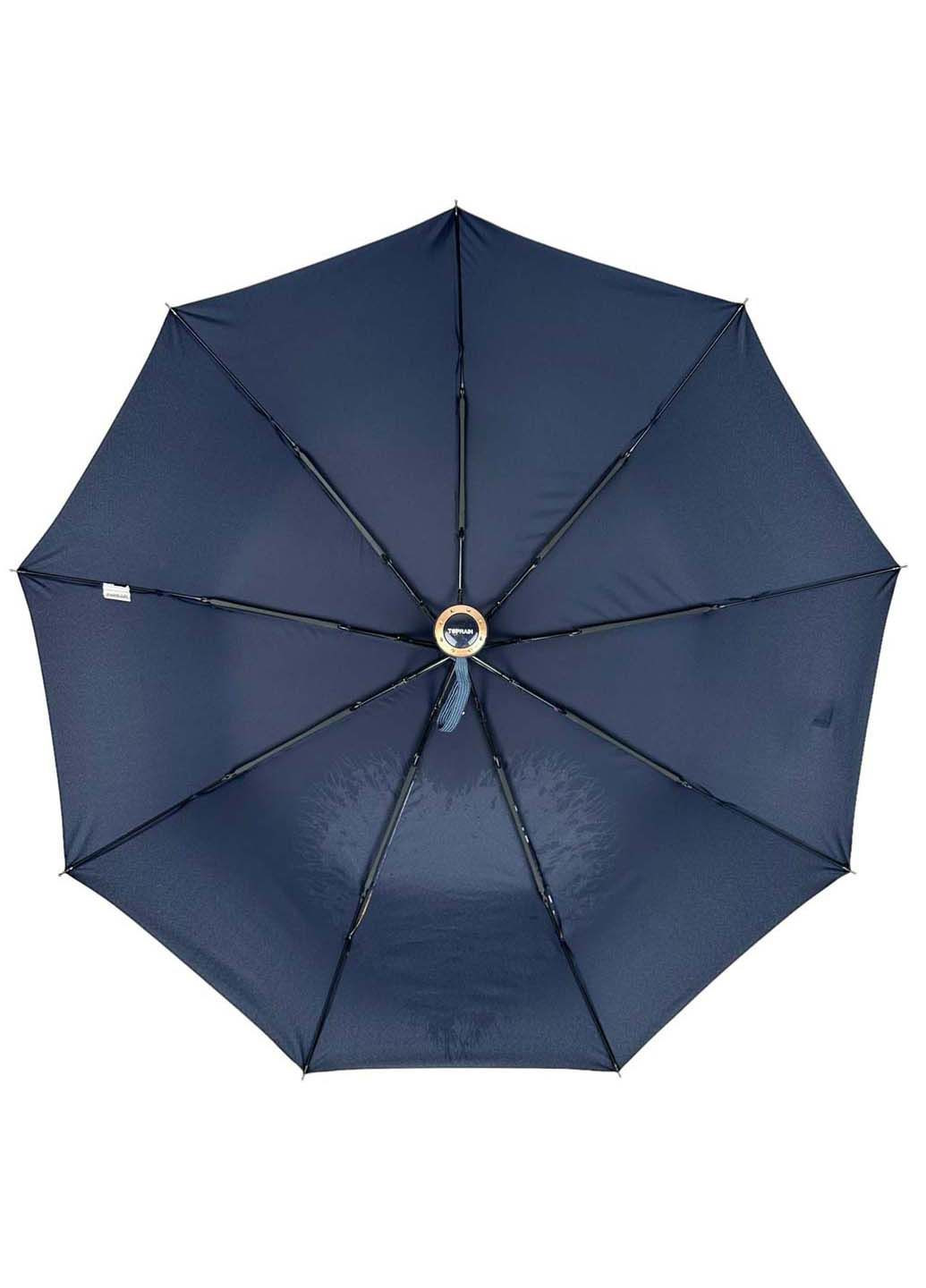 Синий женский зонт полуавтомат на 9 спиц Toprain система антиветер (289977577)