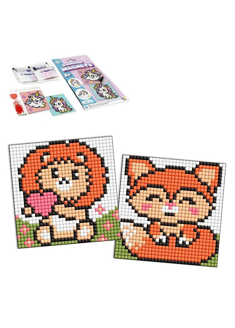 Набор с алмазной мозаикой на магнитной основе для детей "Рыжие зверьки" 9x9см Ідейка (332944839)