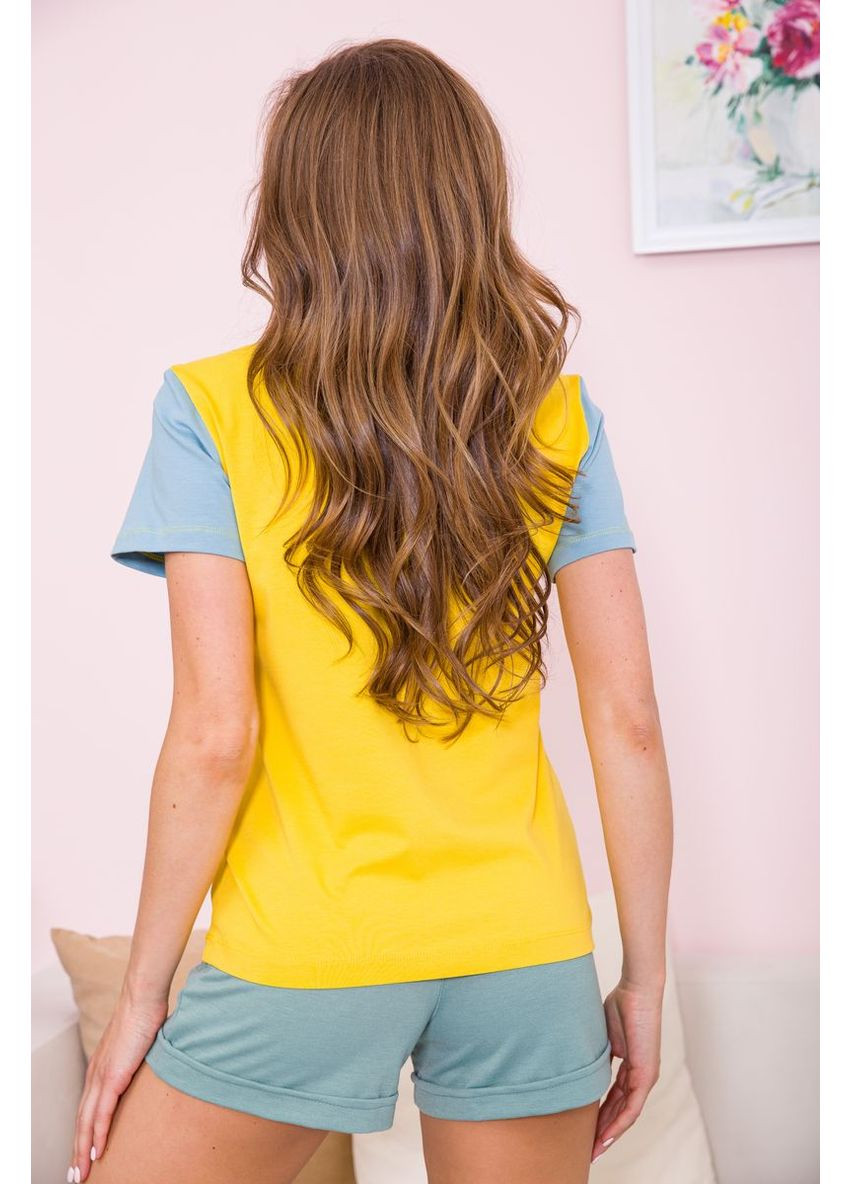 Желто-голубая женская футболка, 102R289-1 Ager - (361226892)