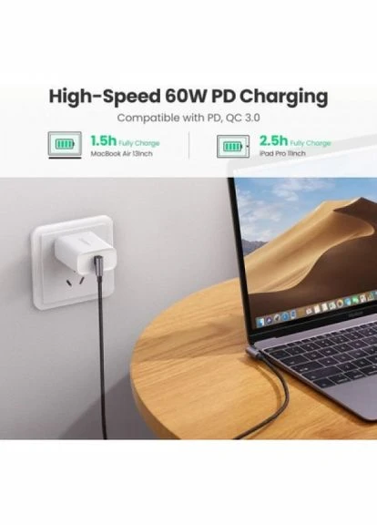 Кабель Ugreen USB 2.0Type-C to Type-C 2.0m 3A 60W US323 90-degre (268141331)